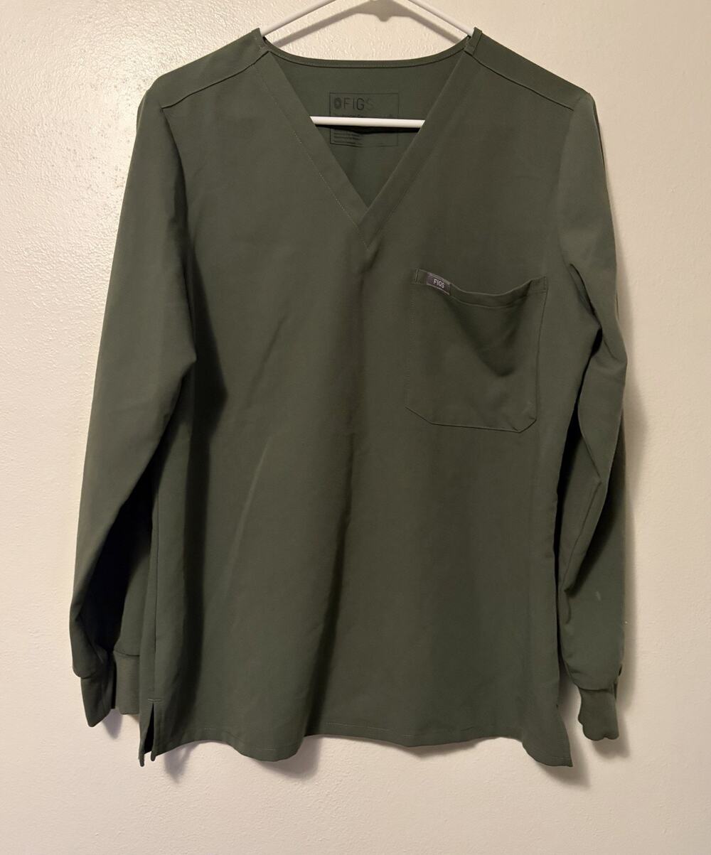 Figs Scrub Top Womens XL Catarina One Pocket Green Long Sleeve **See Pictures